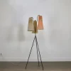 Outlet Pamono Vintage Tripod Floor Lamp in Brass & Plisse, 1950s