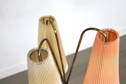 Outlet Pamono Vintage Tripod Floor Lamp in Brass & Plisse, 1950s