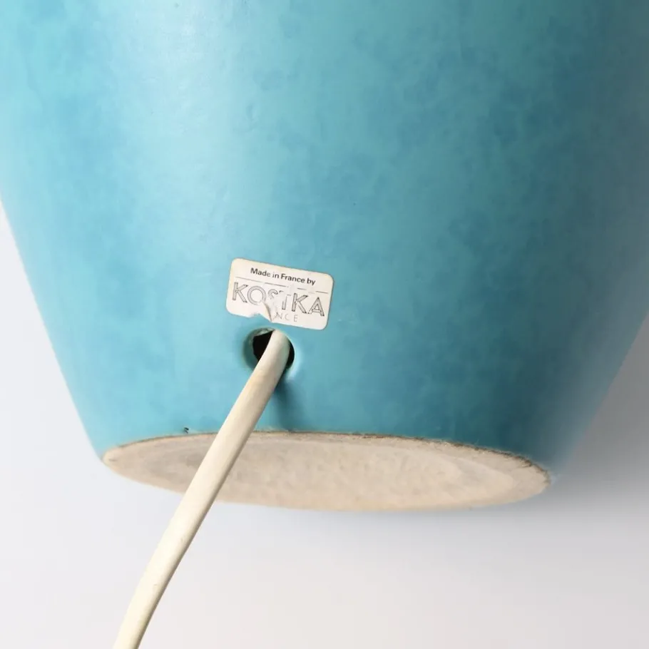 Pamono Vintage Turquoise Ceramic Table Lamp from Kostka, 1980s