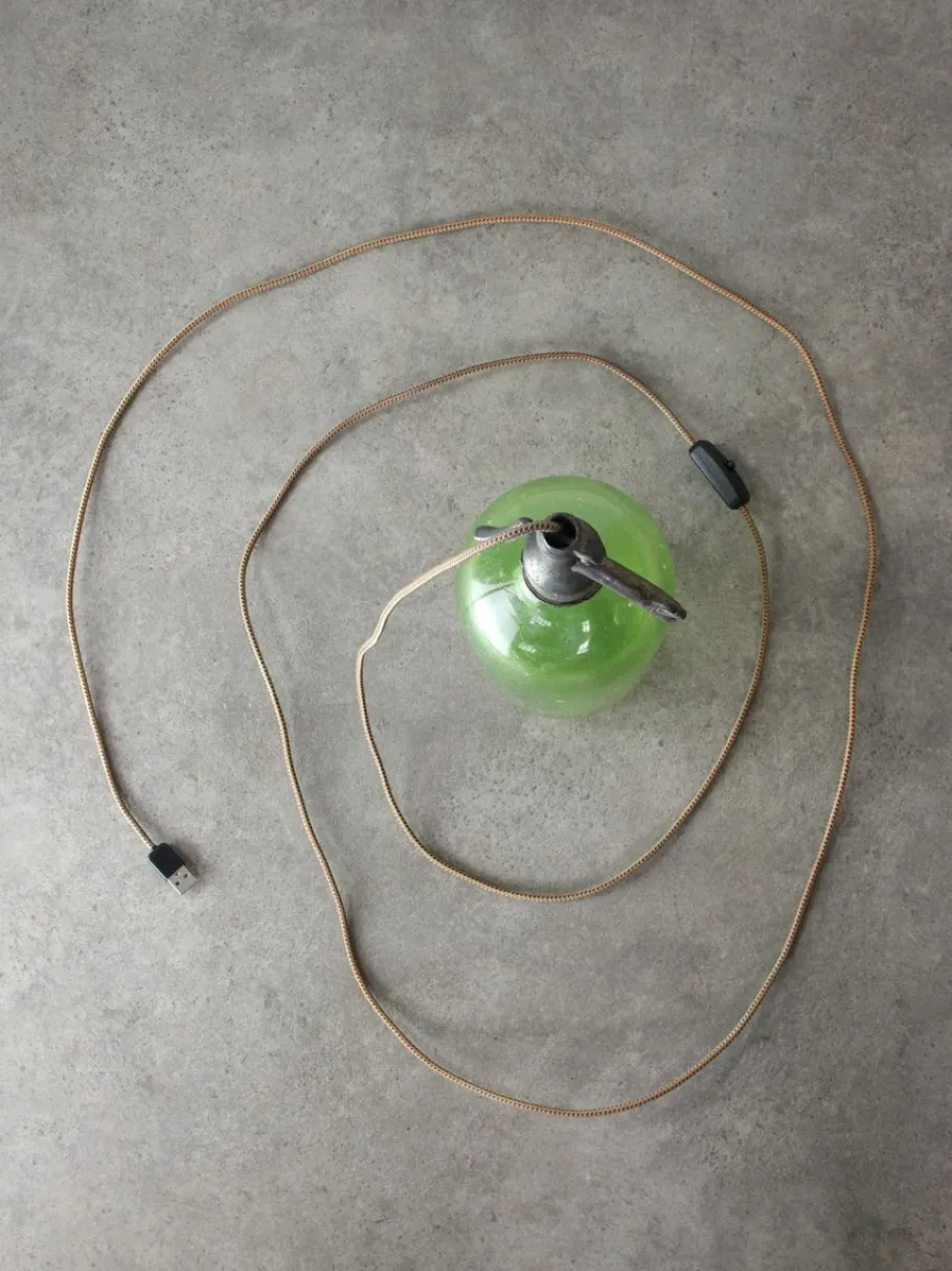 Discount Pamono Vintage Uranium Glass Syphon Table Lamp from Welker, 1938