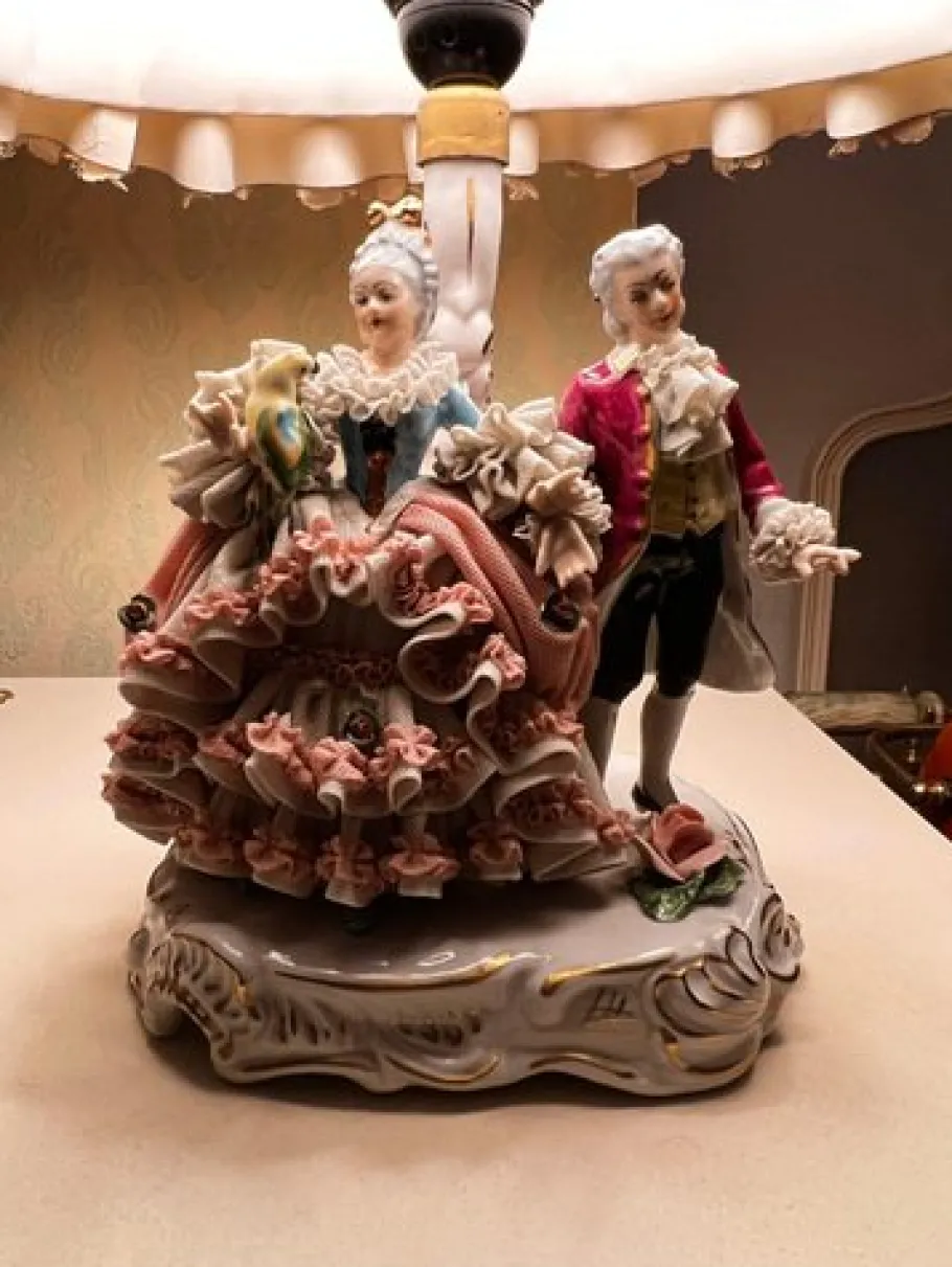 Best Pamono Vintage Victorian Dresden Porcelain Lamp, Germany