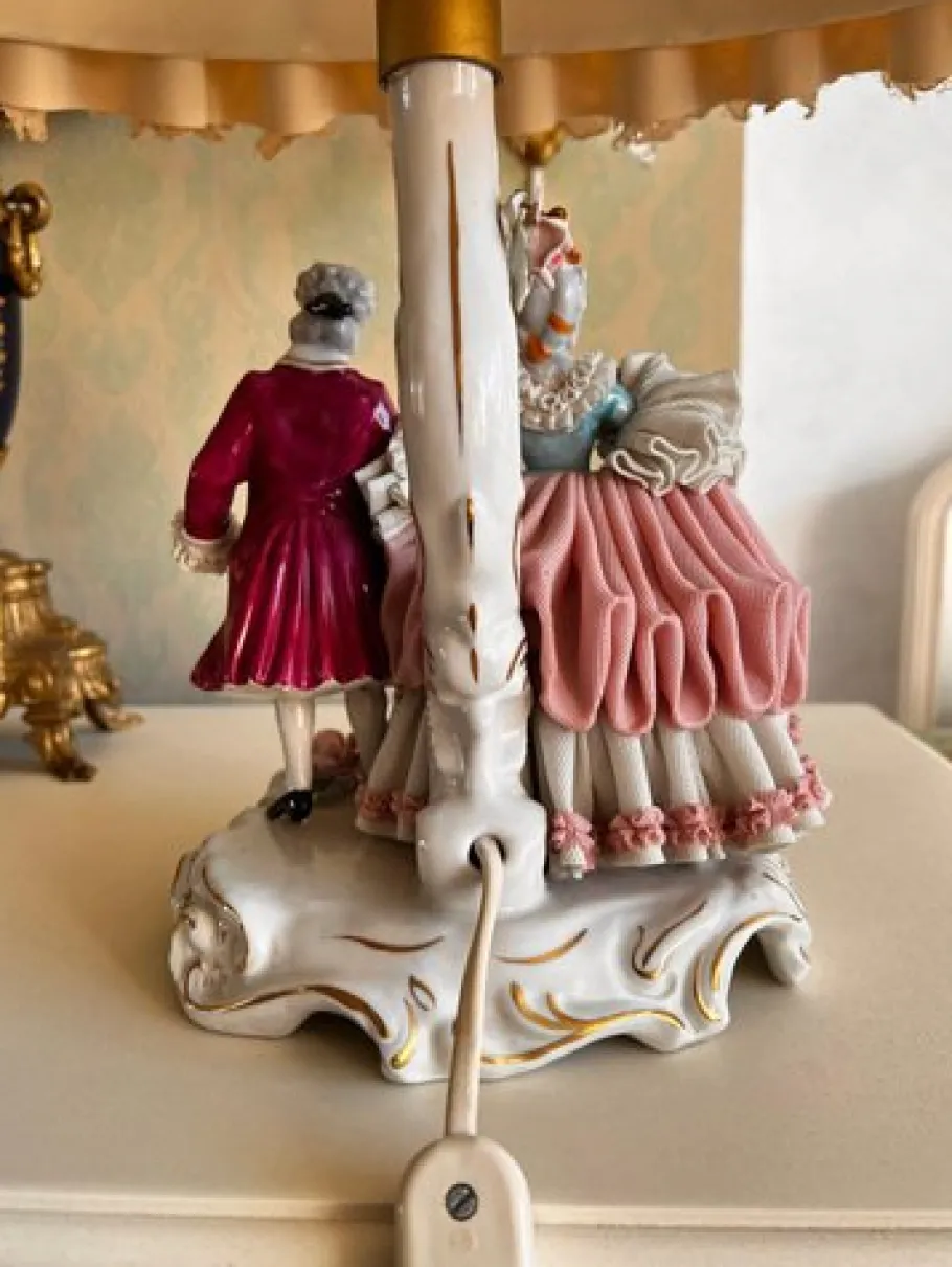 Best Pamono Vintage Victorian Dresden Porcelain Lamp, Germany