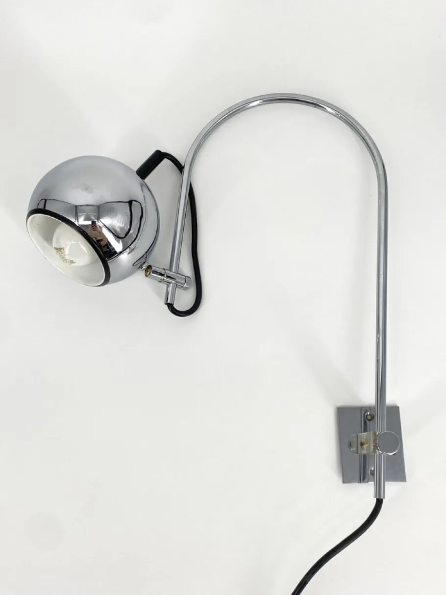 New Pamono Vintage Wall Lamp with Arch in Chrome, 1970s