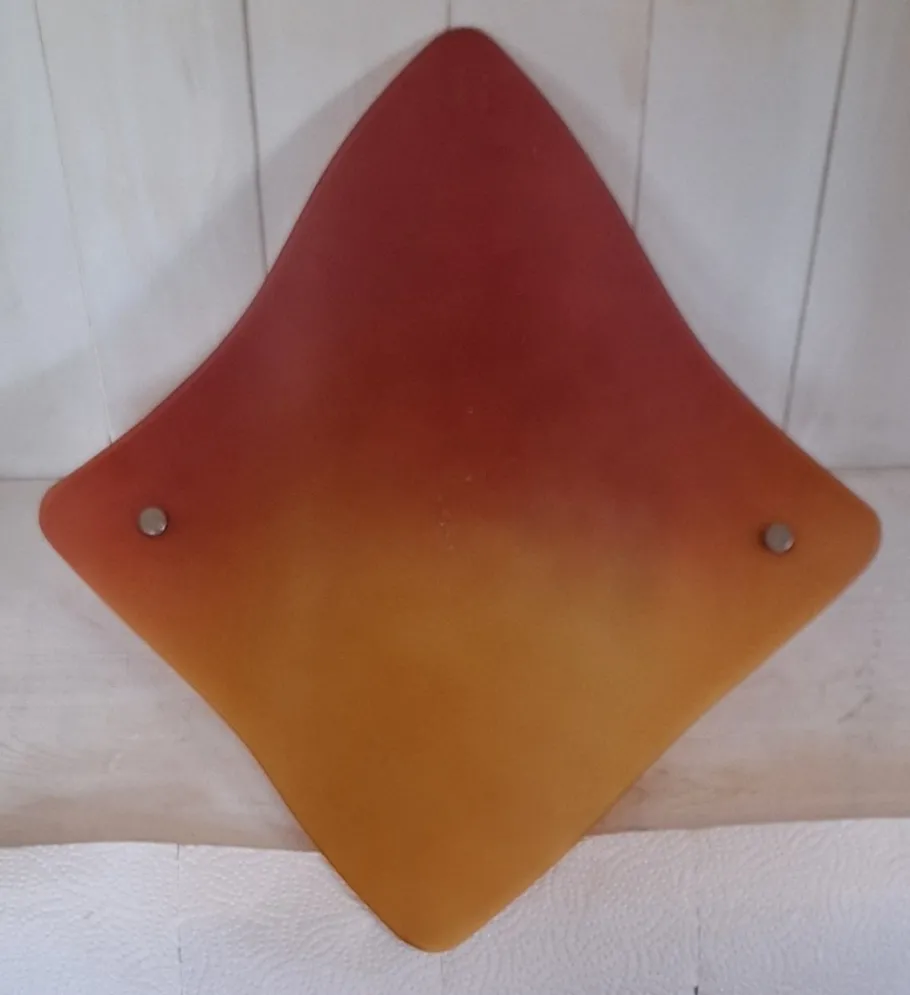 Pamono Vintage Wall Lamp with Curved Tinted Glass Panel on White Metal Mount, 2010s