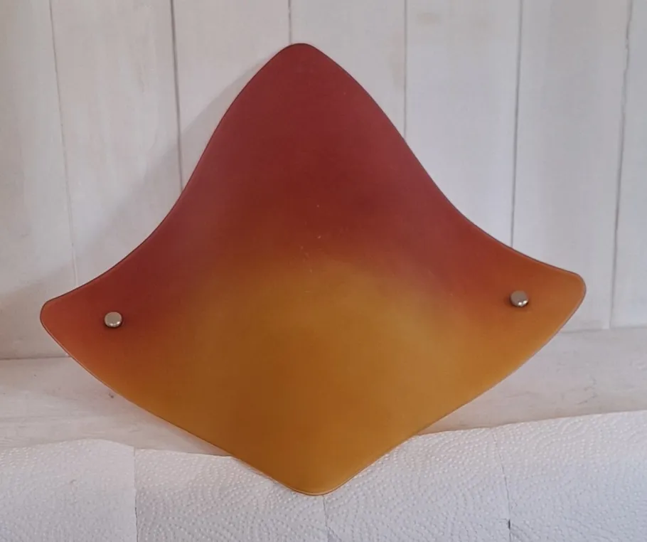 Pamono Vintage Wall Lamp with Curved Tinted Glass Panel on White Metal Mount, 2010s