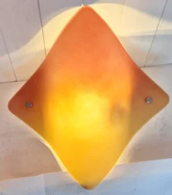 Pamono Vintage Wall Lamp with Curved Tinted Glass Panel on White Metal Mount, 2010s