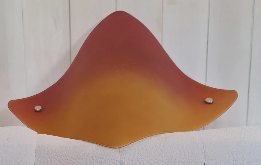 Pamono Vintage Wall Lamp with Curved Tinted Glass Panel on White Metal Mount, 2010s