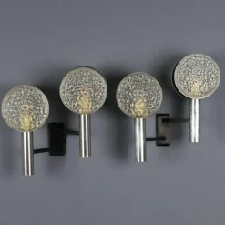 New Pamono Vintage Wall Lamps in Aluminium, Metal and Glass, 1960s, Set of 2