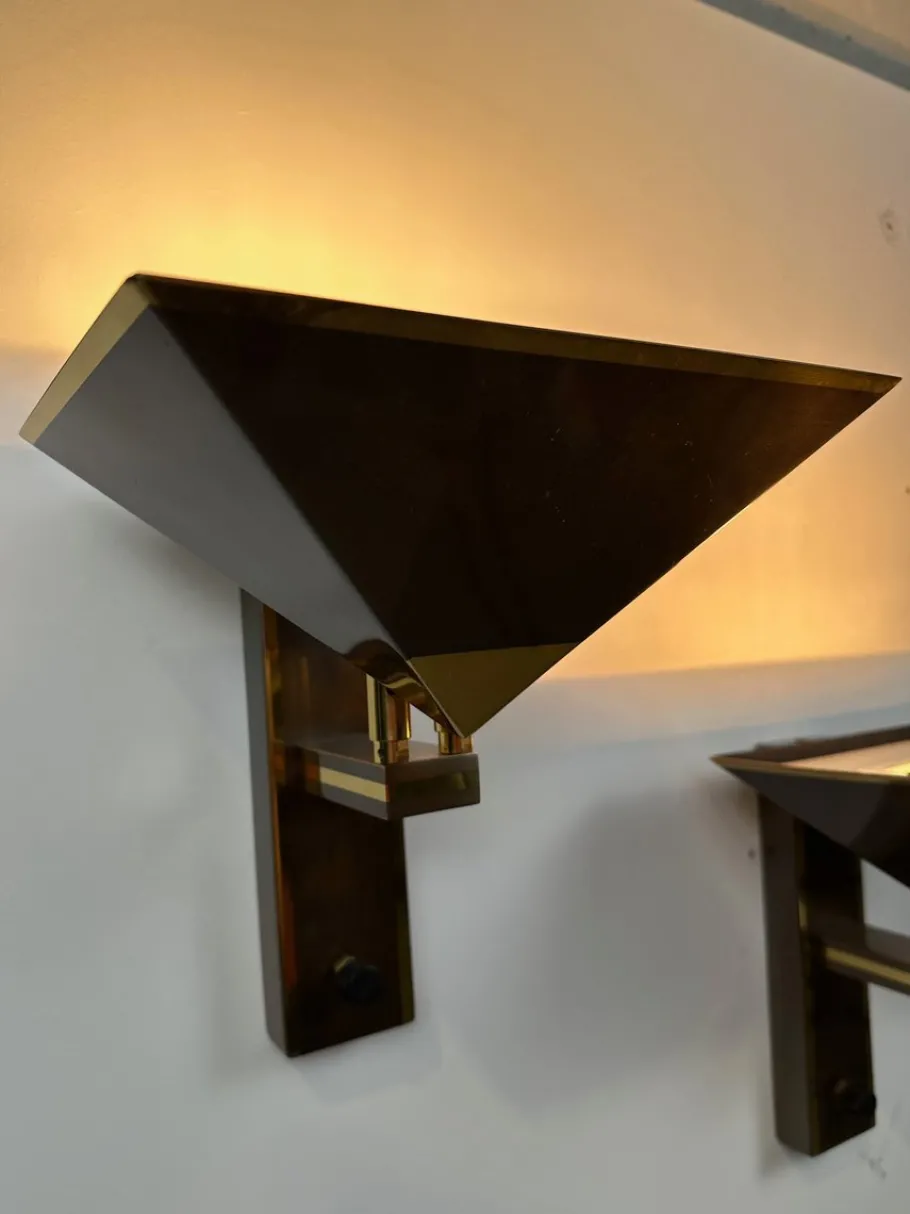 Pamono Vintage Wall Lamps in Bronze, Set of 2