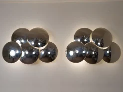 Best Pamono Vintage Wall Lamps with Chromed Steel Discs by Goffredo Reggiani, 1970s, Set of 2