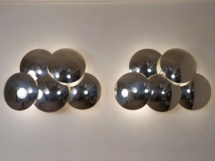 Best Pamono Vintage Wall Lamps with Chromed Steel Discs by Goffredo Reggiani, 1970s, Set of 2