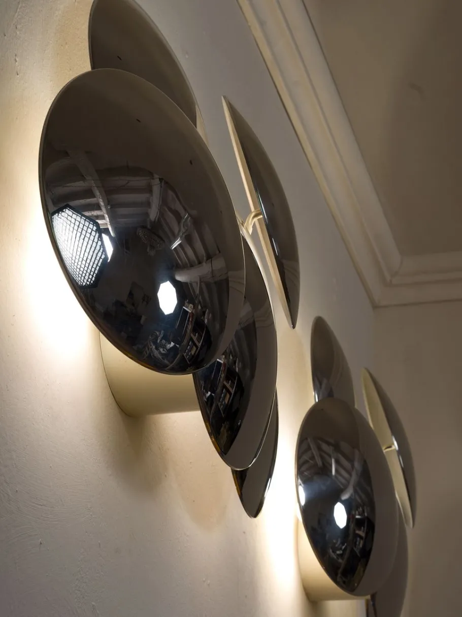 Best Pamono Vintage Wall Lamps with Chromed Steel Discs by Goffredo Reggiani, 1970s, Set of 2