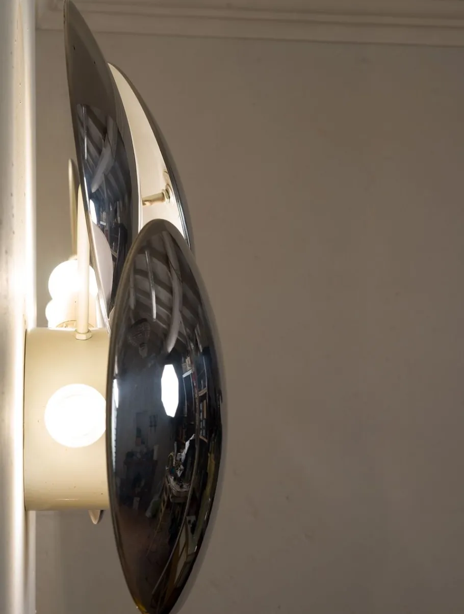 Best Pamono Vintage Wall Lamps with Chromed Steel Discs by Goffredo Reggiani, 1970s, Set of 2