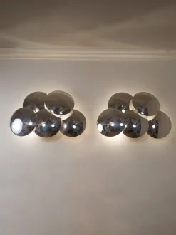Best Pamono Vintage Wall Lamps with Chromed Steel Discs by Goffredo Reggiani, 1970s, Set of 2