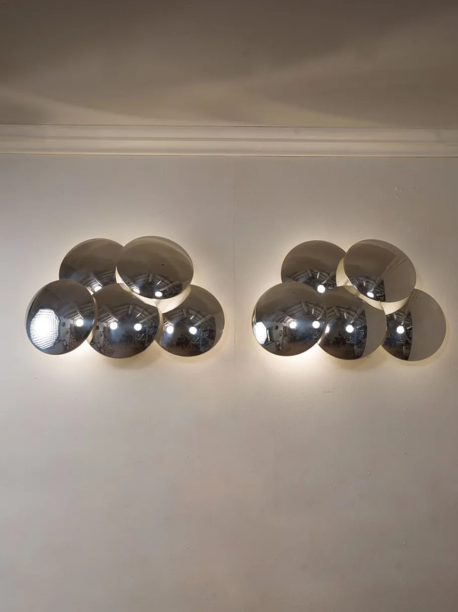 Best Pamono Vintage Wall Lamps with Chromed Steel Discs by Goffredo Reggiani, 1970s, Set of 2