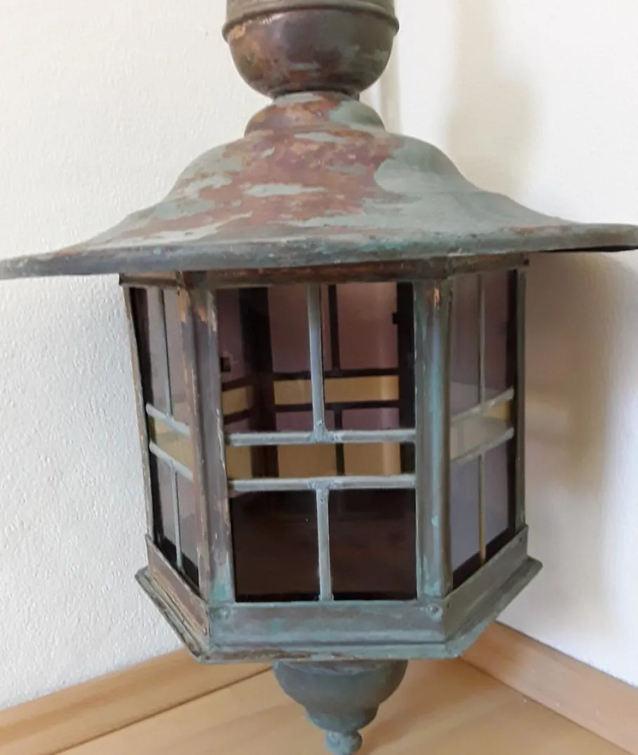 Discount Pamono Vintage Wall Lantern with Copper Housing with an Iron Arch Holder, 1930s