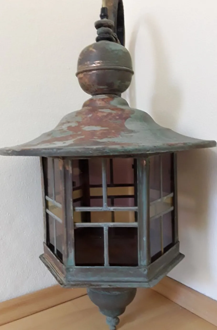 Discount Pamono Vintage Wall Lantern with Copper Housing with an Iron Arch Holder, 1930s
