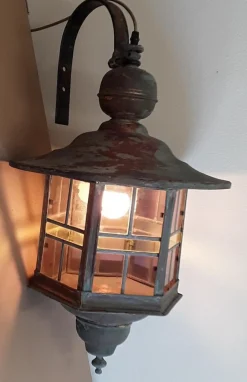 Discount Pamono Vintage Wall Lantern with Copper Housing with an Iron Arch Holder, 1930s