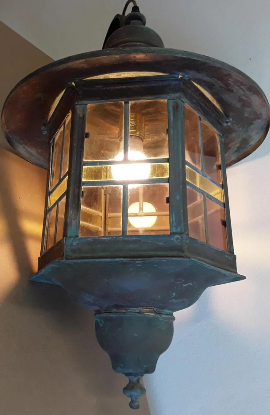 Discount Pamono Vintage Wall Lantern with Copper Housing with an Iron Arch Holder, 1930s