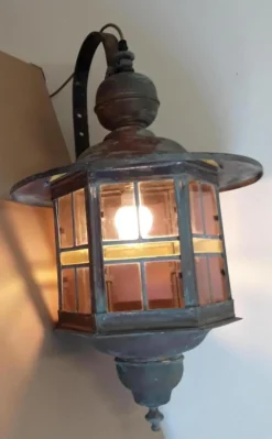 Discount Pamono Vintage Wall Lantern with Copper Housing with an Iron Arch Holder, 1930s