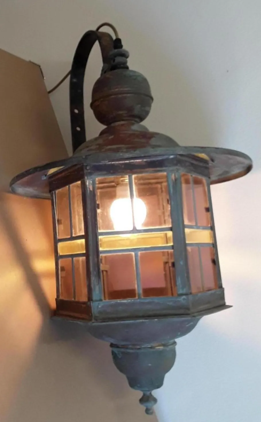 Discount Pamono Vintage Wall Lantern with Copper Housing with an Iron Arch Holder, 1930s