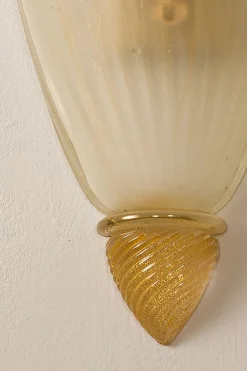 Best Pamono Vintage Wall Light in Murano Glass with Pure Gold Leaf Decorations, 1960s