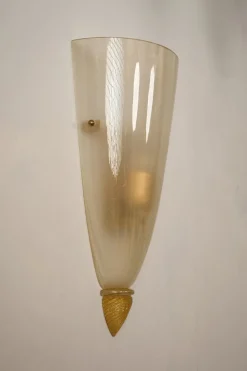 Best Pamono Vintage Wall Light in Murano Glass with Pure Gold Leaf Decorations, 1960s