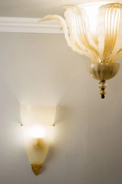 Best Pamono Vintage Wall Light in Murano Glass with Pure Gold Leaf Decorations, 1960s