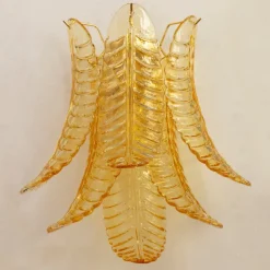 Sale Pamono Vintage Wall Sconces in Amber Murano Glass, 1990s, Set of 2