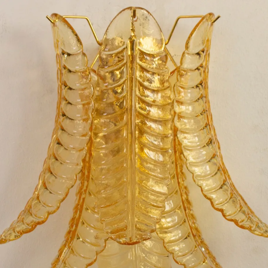 Sale Pamono Vintage Wall Sconces in Amber Murano Glass, 1990s, Set of 2
