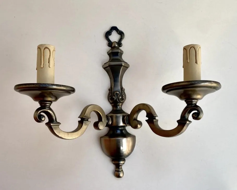 Clearance Pamono Vintage Wall Sconces in Bronze, France, 1970s, Set of 2