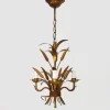 Clearance Pamono Vintage Wheat Ear Chandelier in Gilt Metal from Masca, 1970s