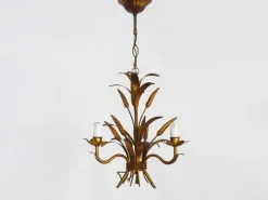 Clearance Pamono Vintage Wheat Ear Chandelier in Gilt Metal from Masca, 1970s