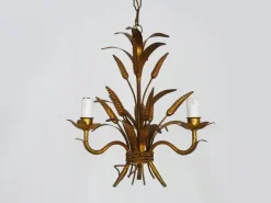 Clearance Pamono Vintage Wheat Ear Chandelier in Gilt Metal from Masca, 1970s