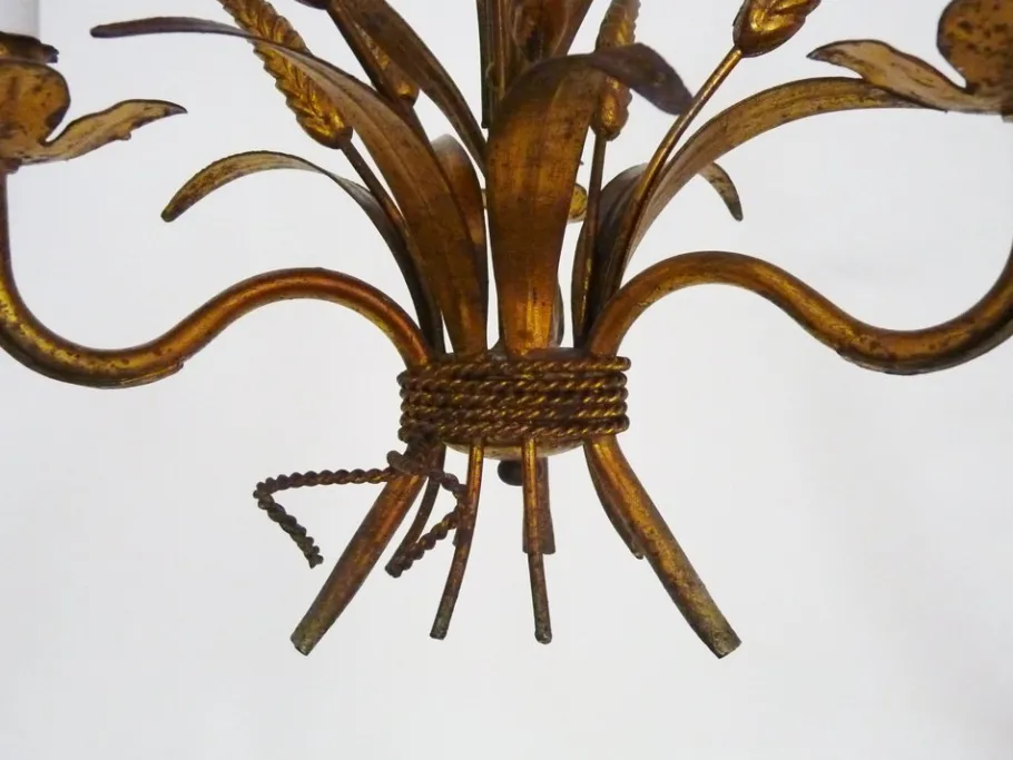 Clearance Pamono Vintage Wheat Ear Chandelier in Gilt Metal from Masca, 1970s