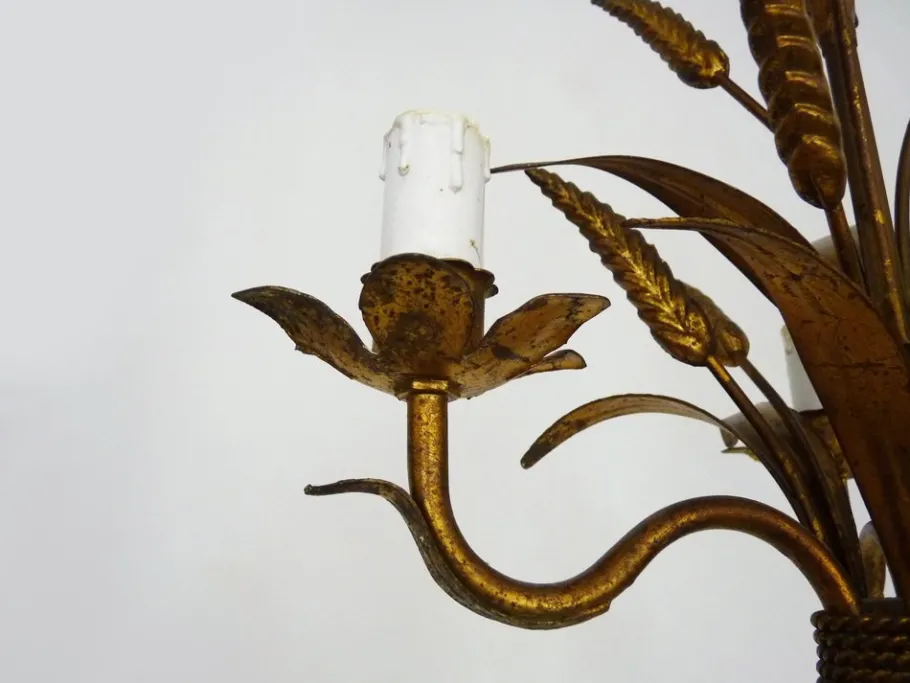 Clearance Pamono Vintage Wheat Ear Chandelier in Gilt Metal from Masca, 1970s