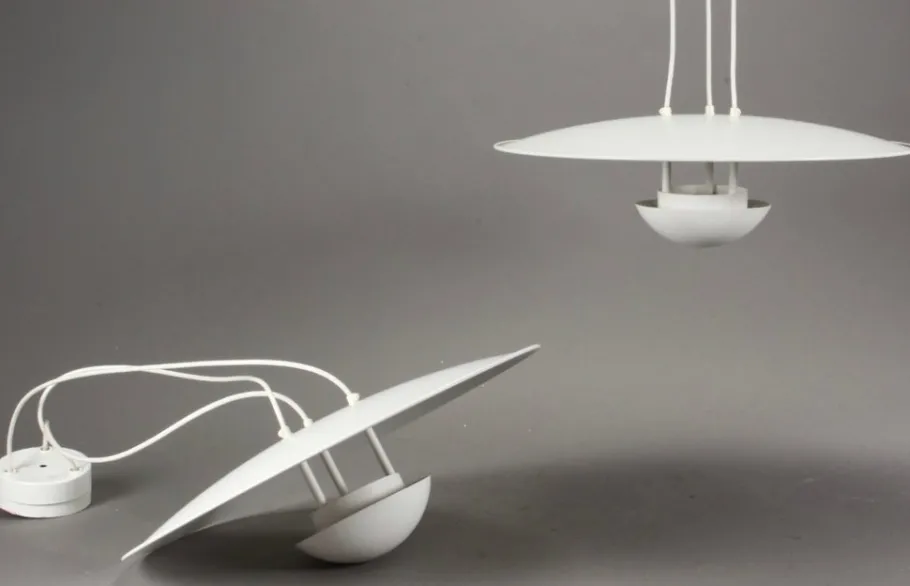 New Pamono Vintage White Fata Morgana Lamps by Hans-Agne Jakobsson for Markaryard, Set of 2