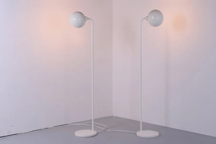 Best Pamono Vintage White Metal Floor Lights from Hala, 1980s, Set of 2