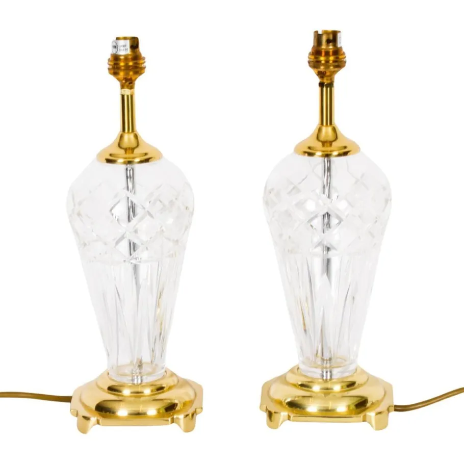 New Pamono Vintage Windsor Cut Glass Table Lamps, 1980s, Set of 2