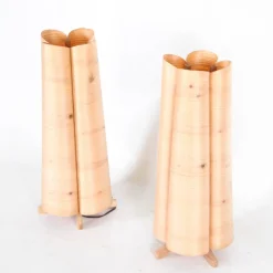 New Pamono Vintage Wooden Lamps, 1970s, Set of 2
