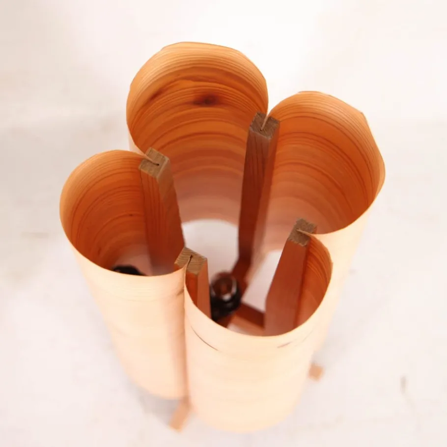 New Pamono Vintage Wooden Lamps, 1970s, Set of 2