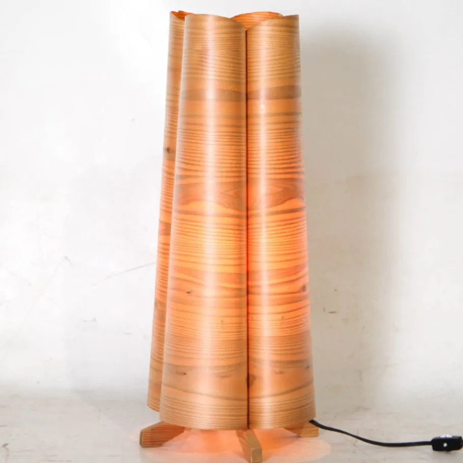 New Pamono Vintage Wooden Lamps, 1970s, Set of 2