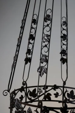 New Pamono Vintage Wrought Iron Chandelier with Wine Leaves, 1920s