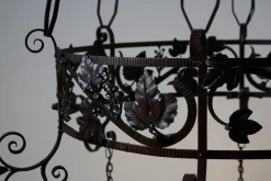New Pamono Vintage Wrought Iron Chandelier with Wine Leaves, 1920s