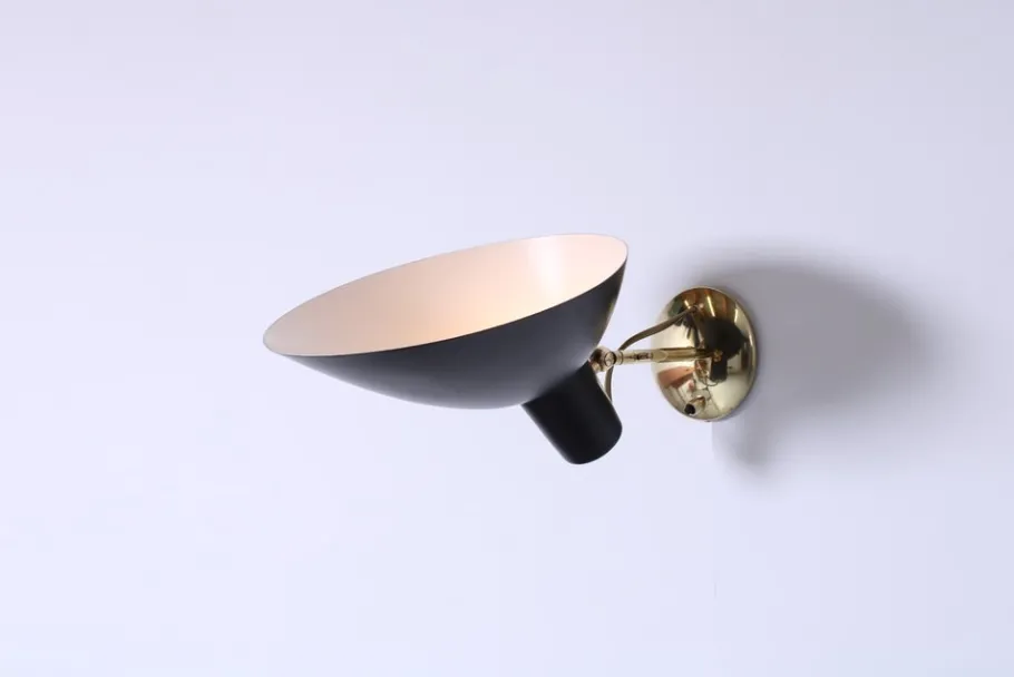 Sale Pamono Visor Black Wall Lamp in Brass by Vittoriano Vigano for Arteluce, 1950s