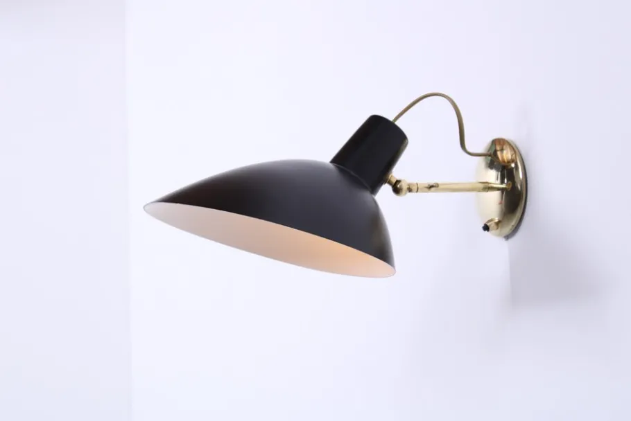 Sale Pamono Visor Black Wall Lamp in Brass by Vittoriano Vigano for Arteluce, 1950s