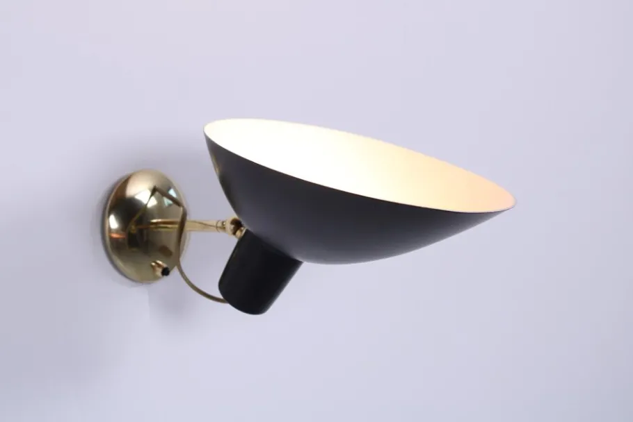 Sale Pamono Visor Black Wall Lamp in Brass by Vittoriano Vigano for Arteluce, 1950s