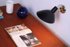 Sale Pamono Visor Black Wall Lamp in Brass by Vittoriano Vigano for Arteluce, 1950s