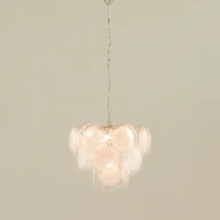 Sale Pamono Vistosi Murano 18 Glass Disc Chandelier Fiocchi Di Neve, Italy, 1970s