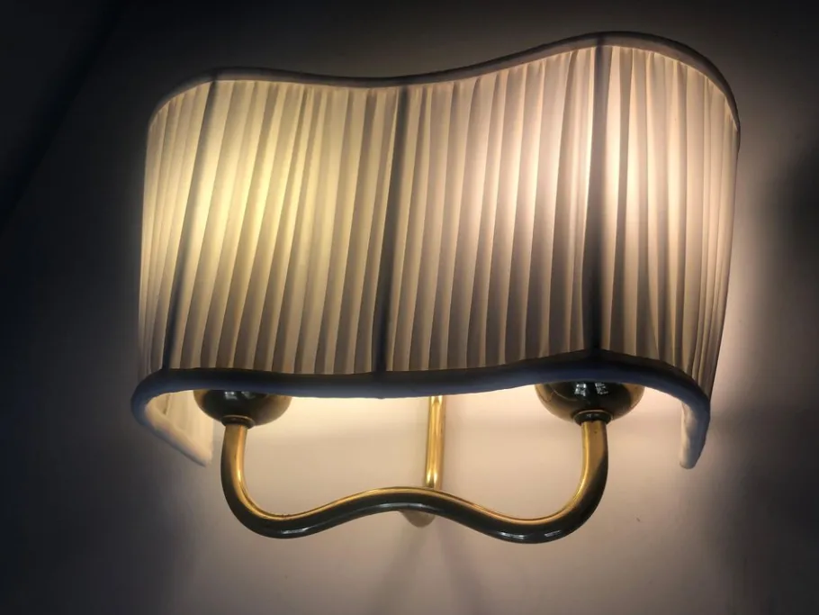New Pamono Wall Lamp in Brass and Silk attributed to Josef Frank, Austria, 1933